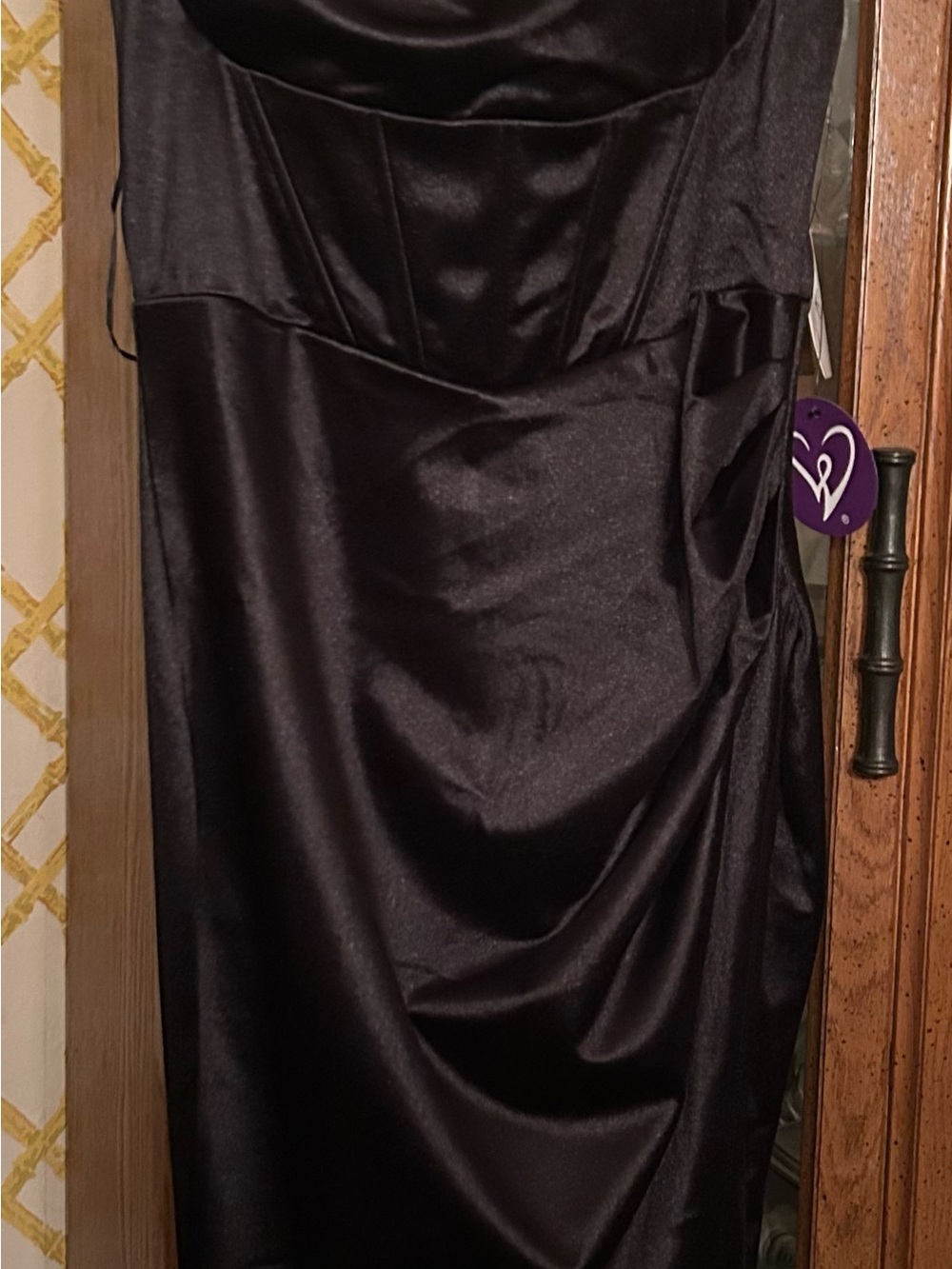Windsor Black Strapless Satin Cocktail Dress